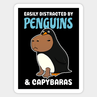 Easily Distracted by Penguins and Capybaras Cartoon Sticker